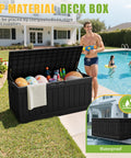 82 Gallon Outdoor Storage Box With Lid For Patio Backyard Gear Garden Tools Pool Supplies Waterproof UV Resistant Lockable Weatherproof Storage Bin Black