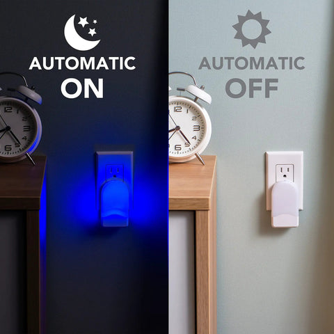 3-in-1 InstaBeam LED Power Failure Night Light With Dusk-To-Dawn Sensor showing automatic on and off modes