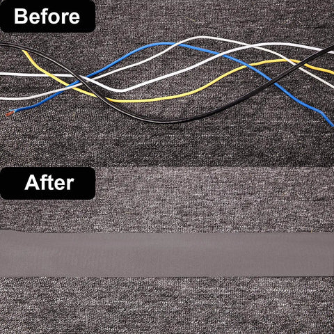 Two Pack 10 Ft Cable Floor Strip Cover With Hook And Loop Tape To Hide And Manage Wires On Carpet Or Floor Prevent Trip Hazards Gray Great For Office And Home Use On Rugs And Carpets To Keep Cords Neat And Trip Free