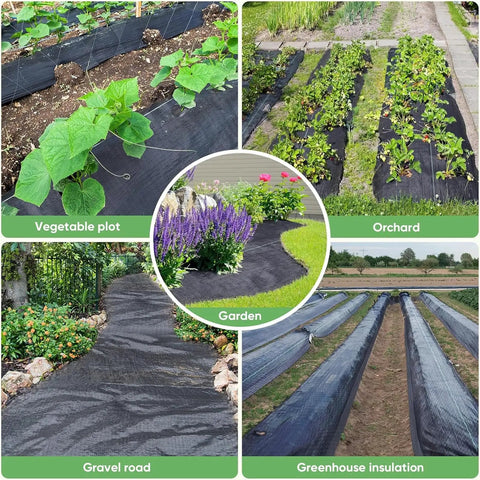 Heavy Duty Weed Barrier Fabric 5 Ft By 100 Ft 3.2 Oz Ground Cover For Landscaping And Gardening Weed Control Mat used in garden