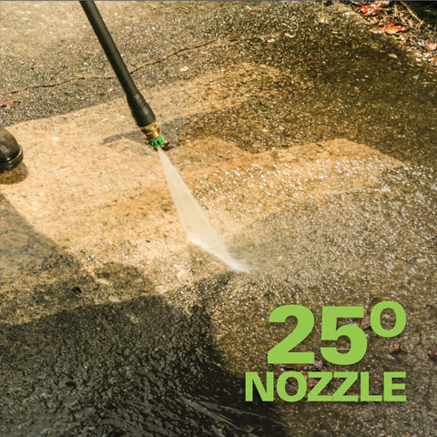 Powerful 1500 PSI 1.2 GPM Pressure Washer with 25° nozzle cleaning driveway surface