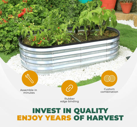 Galvanized Raised Garden Bed 6x2x1 Ft Easy Setup Outdoor Planter Box For Veggies Fruits And Flowers in garden setting