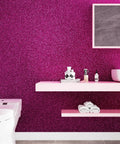 Bathroom with Hot Pink Glitter Peel and Stick Wallpaper Roll 15.8 Inch by 276 Inch Self Adhesive Sequin Wall Covering