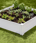White Vinyl Raised Garden Bed 4 Ft By 4 Ft By 11 In Deep, Modular PVC Construction, BPA And Phthalate Free, Maintenance Free Bed