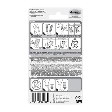 Back of packaging for Damage Free Hanging Picture Hangers With No Drill No Tools Frame Hanger For Living Spaces holds 8 lbs