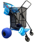 Heavy Duty Folding Beach Cart With Balloon Wheels Ocean Utility Carrier For The Sand 13 Inch By 7 Inch Sand Wheels side view