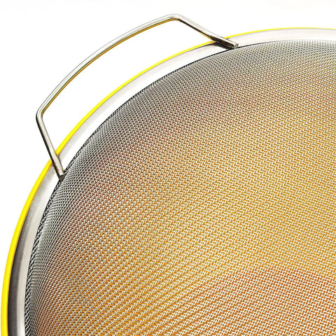 Stainless Steel 60 Mesh Paint Strainer For 5 Gallon Buckets Built To Last Filters Out Particles From Almost Any Liquid Easy To Use And Clean Heavy Duty Reusable Paint Filter For Smoother Applications, close-up of mesh and handle