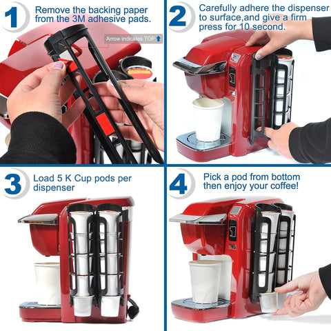Step-by-step installation of K Cup Holder Organizer For Keurig Pods, Space Saving Countertop Mount, Easy Install With 3M Mount