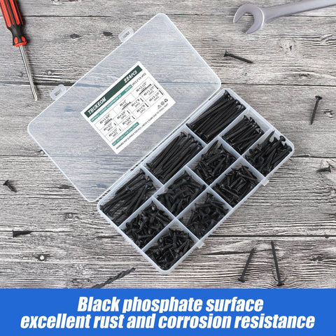 Wood Screws Assortment Kit 224 Pieces High Hardness Phillips Drive Self Tapping Flat Head Coarse Thread Carbon Steel 8 Sizes in box