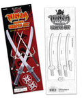 Packaging of Six Piece Ninja Toy Sword Set For Kids With Safe Plastic Blades and accessories for cosplay play