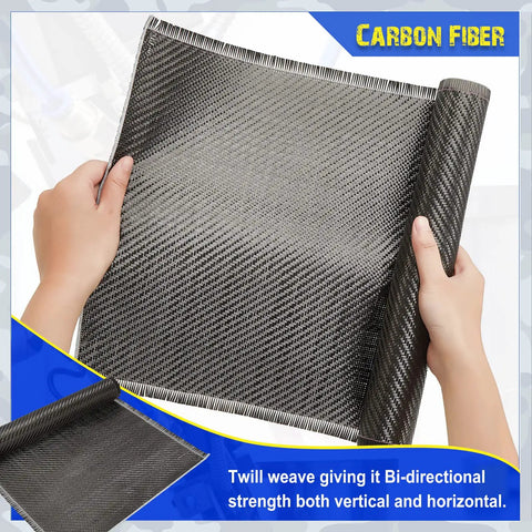 Carbon Fiber Fabric Roll 6.5ft Long By 12In Wide 3K 220G 2X2 Twill Weave Sheet 0.25mm Thick for Reinforcement
