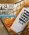 White 20 Oz Double Wall Travel Tumbler With Splash Safe Lid Straight Up Top Tier For Surgical Tech Teams Lowkey Stylish Build in a basket