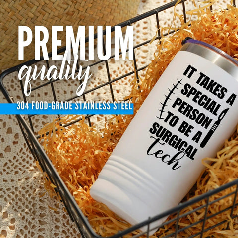 White 20 Oz Double Wall Travel Tumbler With Splash Safe Lid Straight Up Top Tier For Surgical Tech Teams Lowkey Stylish Build in a basket