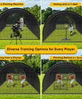 Backyard Baseball And Softball Batting Cage With Enclosed Net And Pitching Hole 40 By 12 By 10 Feet Fiberglass Pole System Carry Bag