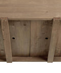Underside view of Raised Garden Bed With Eight Grid Grow Space, Elevated Wood Planter Box Stand With Foldable Side Table And Storage Shelf