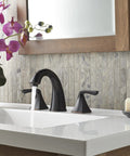 Selia 8 Inch Widespread Bathroom Sink Faucet Two Handle 3 Hole Deck Mount In Tuscan Bronze Finish With Push And Seal Drain