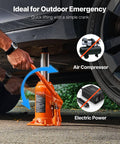 Heavy Duty 20 Ton Hydraulic Bottle Jack With 7.5 To 14 Inch Lift Range All Welded Construction Three Section Long Handle For Pickup Truck SUV Car RV And Industrial Auto Repair lifting a car