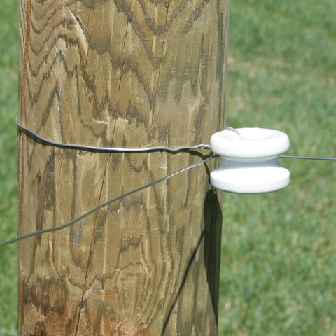 Zareba WP6 corner post ceramic insulator on wooden fence post with wire
