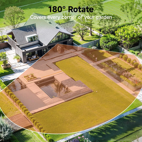 180-degree coverage of backyard using Heavy Duty Retractable Garden Hose Reel Half Inch X 130 Ft With Lock At Any Length Auto Rewind