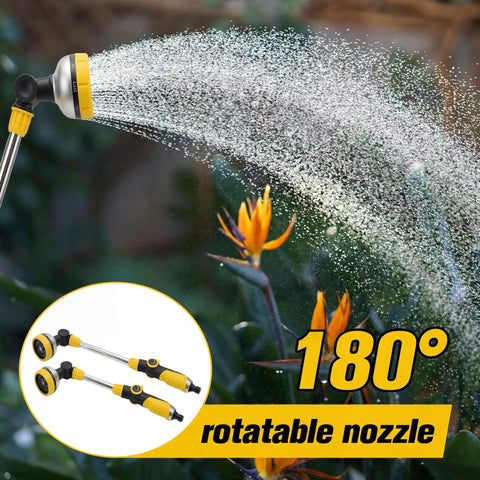 Two Pack 18.5 Inch Garden Hose Watering Wand with 180 Degree Rotating Head spraying water on plants