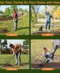 People using Lawn Leveling Rake 30x10 Inch With 78 Inch Adjustable Handle Rust Resistant Steel Yard Tool in garden, farm, backyard, orchard