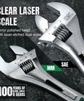 Close-up of Three Piece Adjustable Wrench Set 6 Inch 8 Inch 10 Inch Chrome Vanadium Steel SAE And Metric Scales Heavy Duty