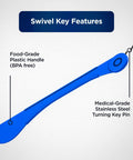 Orthodontic Expansion Swivel Key Tool For Palatal Expanders Easy Turn 3 Pack With Medical Grade Stainless Steel Pin And BPA Free Food Grade Plastic Handle By Galvanox, showing a blue handle and steel pin.