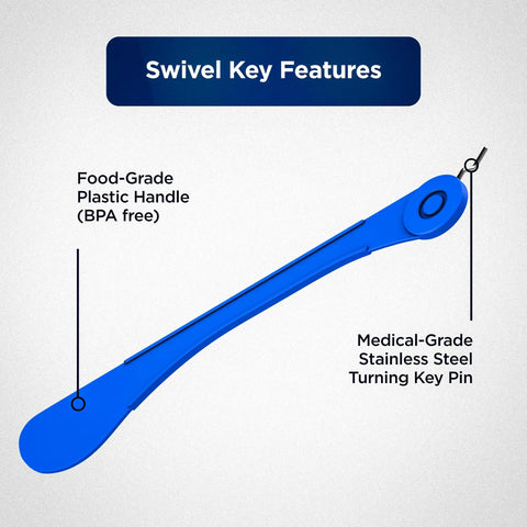 Orthodontic Expansion Swivel Key Tool For Palatal Expanders Easy Turn 3 Pack With Medical Grade Stainless Steel Pin And BPA Free Food Grade Plastic Handle By Galvanox, showing a blue handle and steel pin.