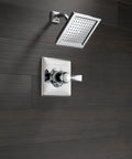 Dryden 14 Series Shower Trim Kit With Single Spray Touch Clean Head Chrome Finish T14251 Valve Not Included installed on wall