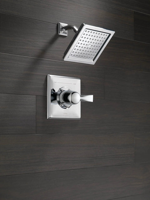 Dryden 14 Series Shower Trim Kit With Single Spray Touch Clean Head Chrome Finish T14251 Valve Not Included installed on wall