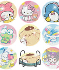 Diamond Art Coasters Set With Holder For Adults And Kids, Easy DIY Fun For Beginners Cartoon Life, 8 colorful round coasters on holder