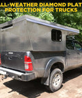 Diamond Tread Aluminum Sheet Metal installed on a truck for all-weather protection, DIY friendly, easy cut for trucks and trailers.