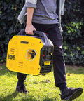 Person carrying Ultralight 2500-Watt Inverter Generator With Quiet Tech, No-Brainer Portable Power for Camping and Home Backup