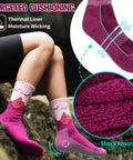 Womens Merino Wool Hiking Socks For Cold Weather Thermal Warm Crew Socks With Cushioned Comfort Cozy Fit 5 Pair Gift Set