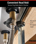 Fold Over Basin Adjustable Pipe Wrench 10 To 17 Inch Telescoping Shank With One Hand Ratcheting Grip in use under sink