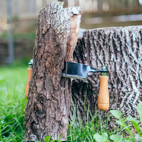 Heavy Duty Eight Inch Curved Draw Shave Tool Hog Out Logs And Peel Bark Fast Durable Carbon Steel Edge smooth planing on wood.