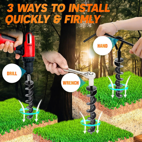 3 ways to install 4 Pack Heavy Duty Ground Anchors With Power Nut Driver Drill Bit Screw In Stakes for outdoor setups
