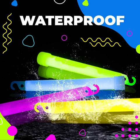 Colorful waterproof glow sticks from 32 Pack Ultra Bright 6 Inch Glow Sticks With 12 Hour Glow, Emergency Lighting for various uses