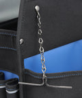 Heavy Duty Professional Tool Carrier With Thirty Four Pocket Layout showing chain and hook detail on durable black material.