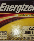 Industrial AA Alkaline Batteries Box Of 144, 36 Packs Of 4, Heavy Duty Power label with Energizer branding