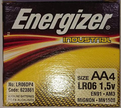 Industrial AA Alkaline Batteries Box Of 144, 36 Packs Of 4, Heavy Duty Power label with Energizer branding