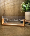 Custom Name And Title Desk Name Plate With LED Light Wood Holder For Dentist Doctor Hygienist Nurse Front Desk Sign Plaque Custom Engraving For Office Decor And Pro Gift