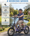 500W Electric Tricycle For Adults With 20 Inch Fat Tire Folding Trike, Three Wheel Stability With Rear Differential, Front Suspension And Hydraulic Disc Brakes, Easy Ride For Beginners And Seniors, rider on path