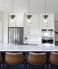 Three Pack Crystal Pendant Lights For Kitchen Island With Adjustable Chrome Finish Glass Shade Teardrop Crystals Modern Dining Room And Bedroom Lighting That Delivers A Wow Factor Kitchen Island Ceiling Pendant Lamps above kitchen island