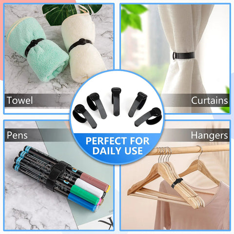 120 Pack Reusable Cable Ties For Cords 5 6 8 Inch Data Cable Organizer Ties Cord Wraps used on towels, curtains, pens, hangers.