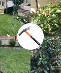 Collage of garden images and Dual Head Garden Rake Hoe With Heavy Duty Forged Adze And Ergonomic Non Slip Handle For Loosening Soil Gardening