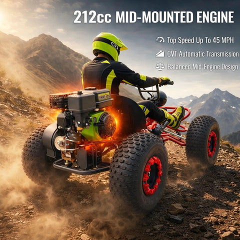 Person riding Beast 212cc 4 Stroke Off Road Go Kart With CVT Automatic Transmission, Hydraulic Disc Brakes, 8 inch tires