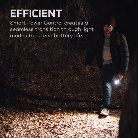 Person using DaVinci 1000 Lumen Flashlight And Portable Charger with Magnetic Base at night during camping.