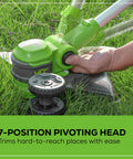 Beast Mode 40V Cordless String Trimmer And Edger, 13 Inch Weed Whacker with 7-position pivoting head for hard-to-reach areas.