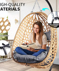 Egg Chair With Stand Outdoor Patio Wicker Swing Chair For Balcony Garden Cozy Lounge 350 Lbs Capacity Cushioned Ergonomic Design With Thick Cushion For All Day Comfort Weatherproof Frame Easy To Assemble